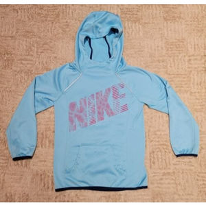 Nike Women’s M Blue Red Therma-Fit Pullover Hoodie Sweatshirt Thumbhole